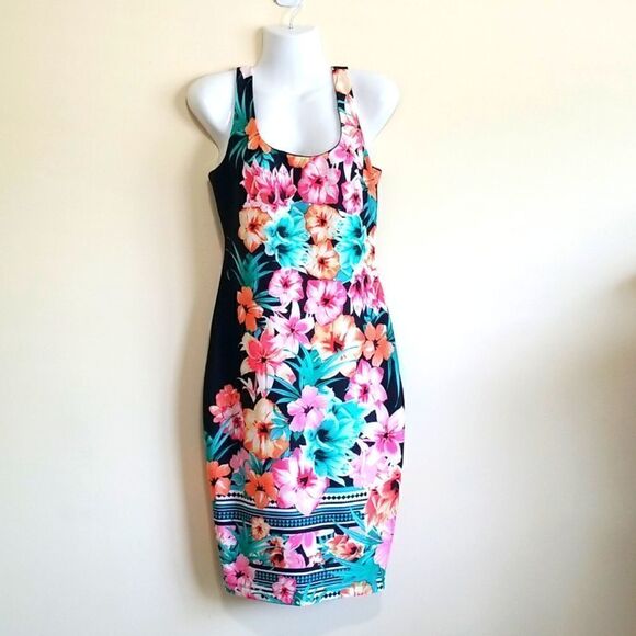 Bisou Bisou Black Floral Dress Sz 2 - Picture 3 of 11